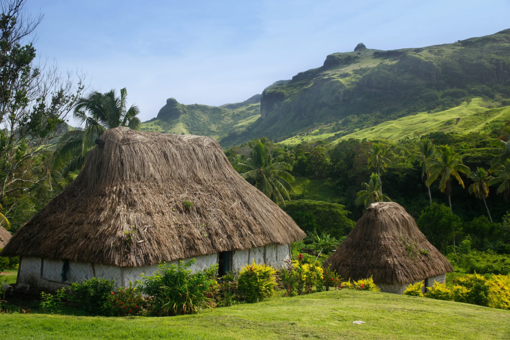 The traditional houses of the Navala village on Viti Levu.