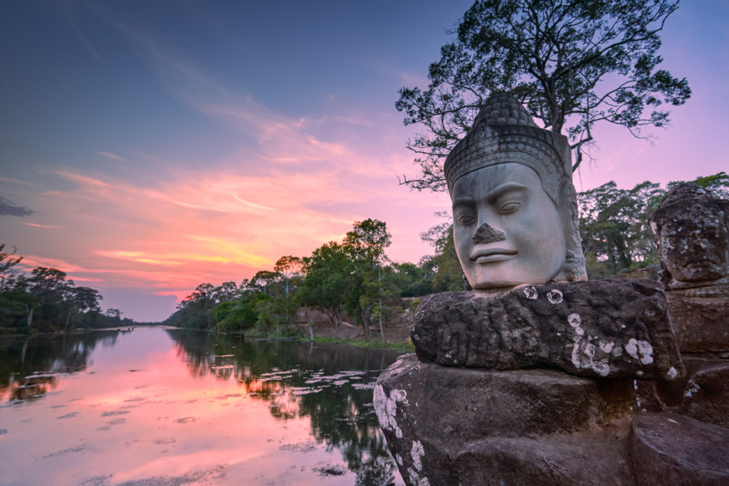 Sculpture outside the south gate of Angkor Thom, Cambodia.