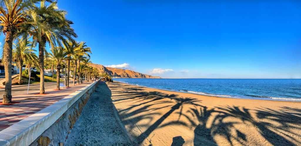 The mediterranean beach of Roquetas de Mar, Spain.