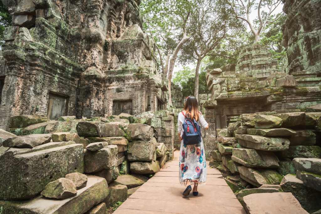 The ta prohm temple at Angkor Wat complex, Khmer architecture heritage in Siem Reap, Cambodia.