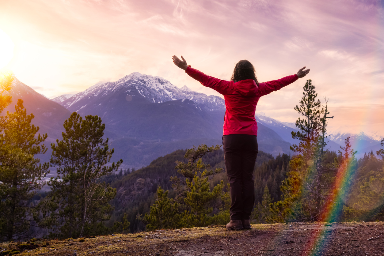 Women hiking in the mountains of North Vancouver, British Columbia, Canada.