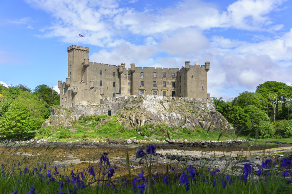 Dunvegan Castle and Gardens of the large Loch Dunvegan.