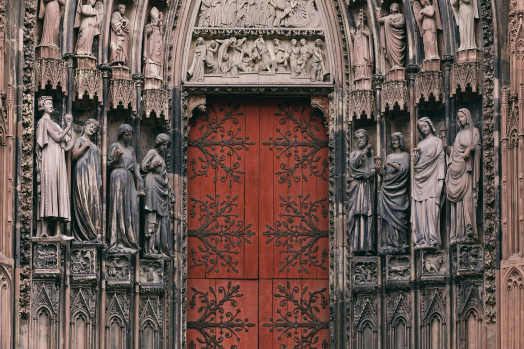 The entrance to Strasbourg cathedral.