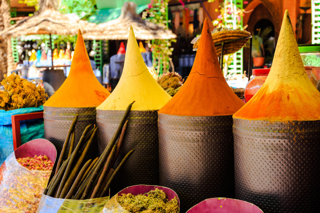 Moroccan spice stall in Marrakesh