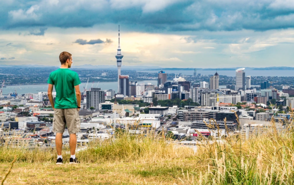 Auckland skyline seen from Mt.Eden, New Zealand