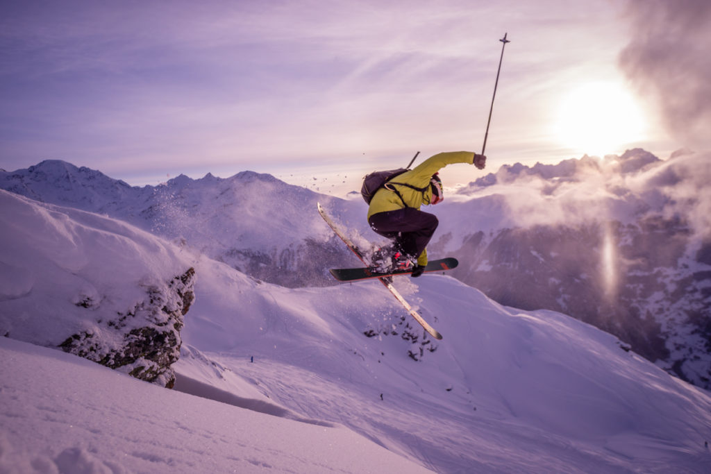 Skier on the slopes above Verbier.