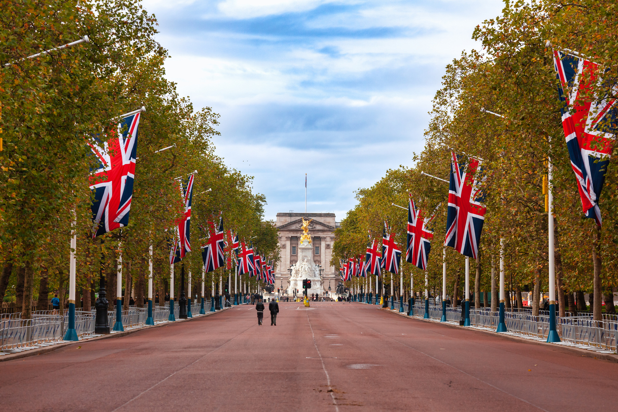 The Mall decorated with Union Jack flags