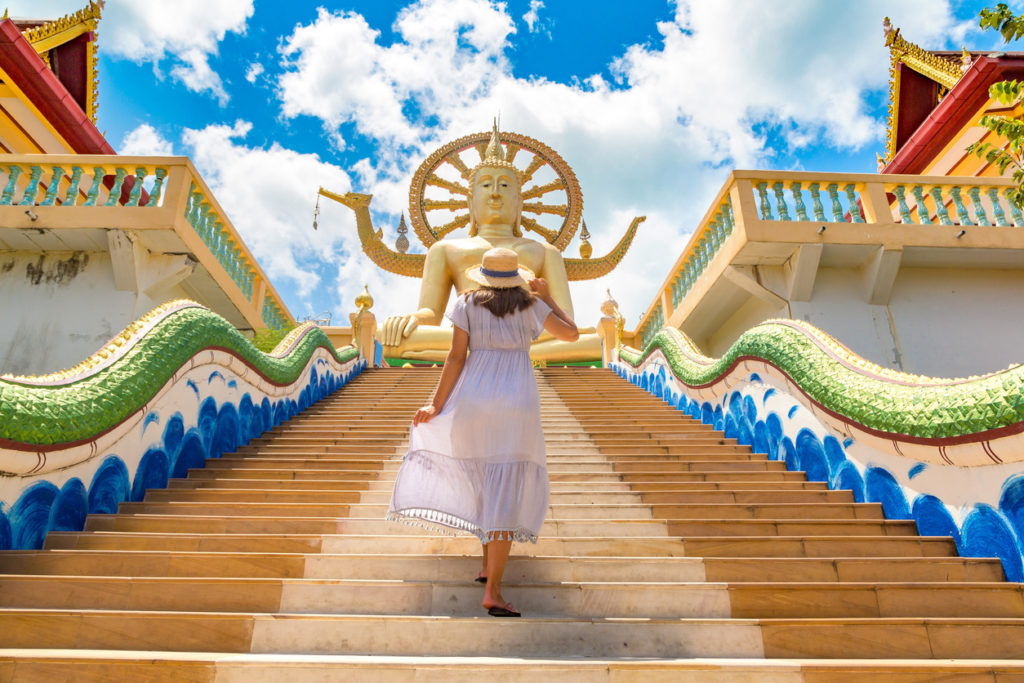 Tourist visiting Big Buddha on Koh Samui