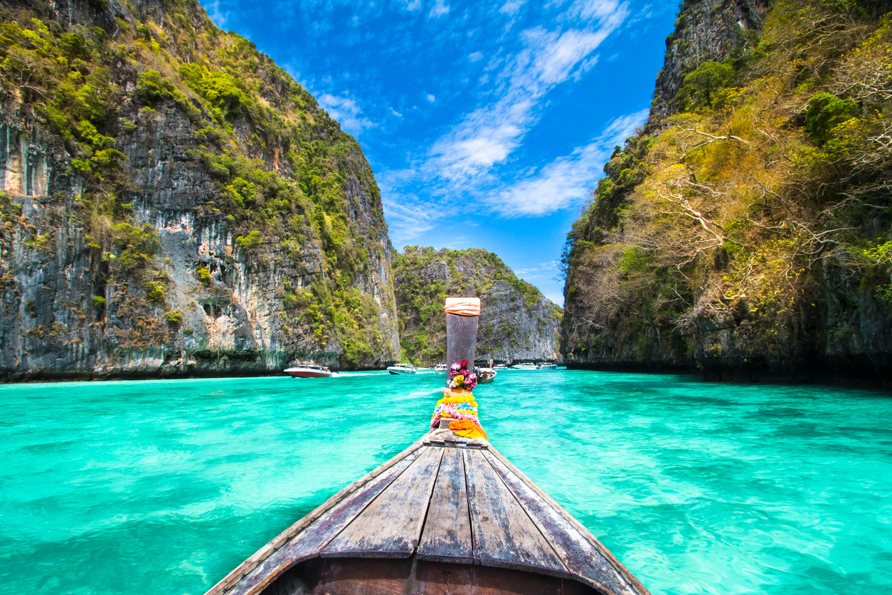 Traditional boat at Koh Phi Island, Thailand