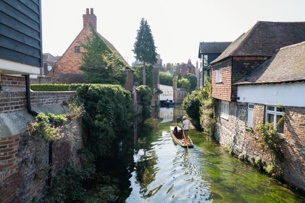 Punting in the city centre of Canterbury