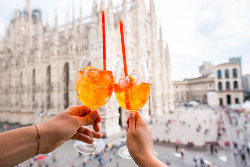 Spritz aperol drink in Milan