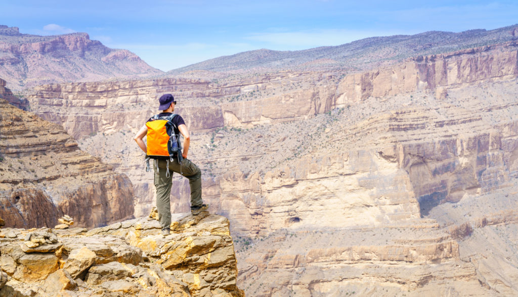 Hiking on Balcony Walk trail in Jebel Shams