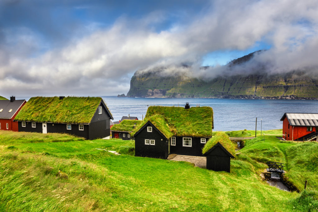 Turf topped houses on the Faroe Islands