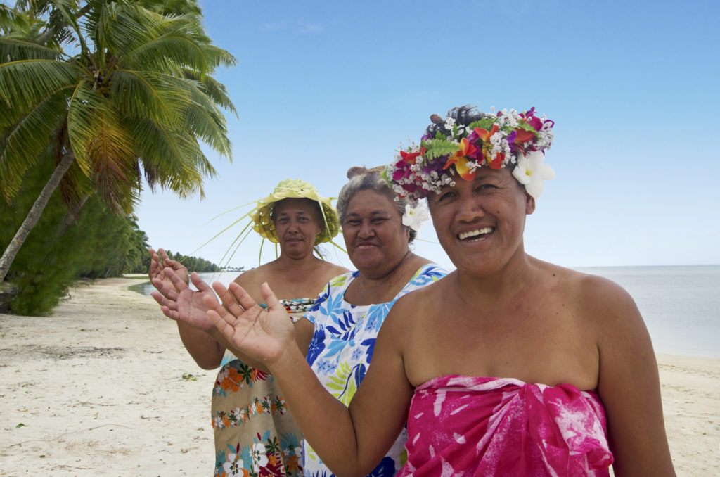 Locals on the Aitutaki lagoon Cook Islands
