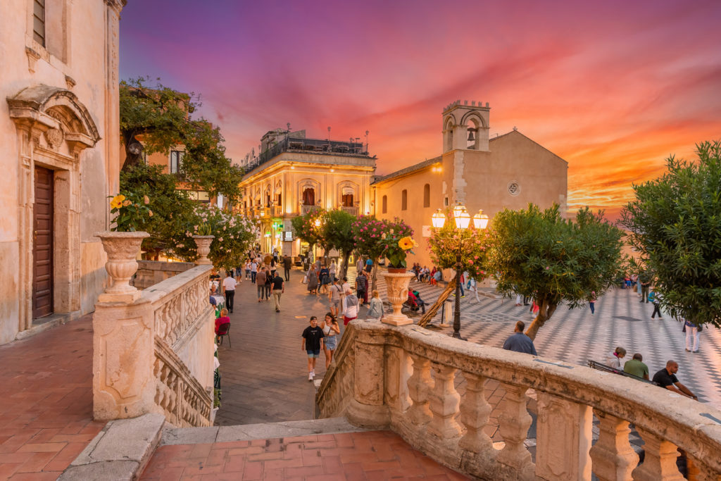 Taormina at sunset, Sicily