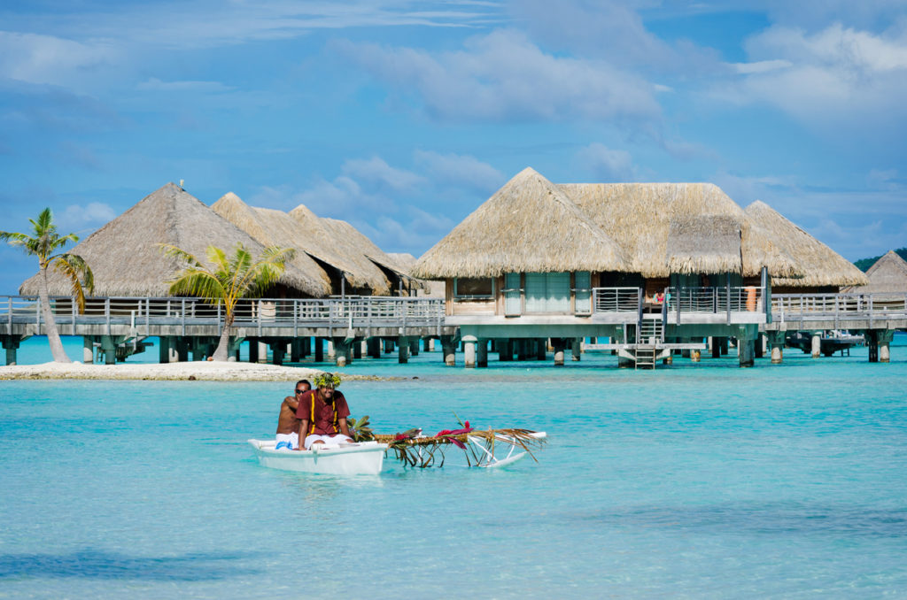 A traditional outrigger canoe, Bora Bora