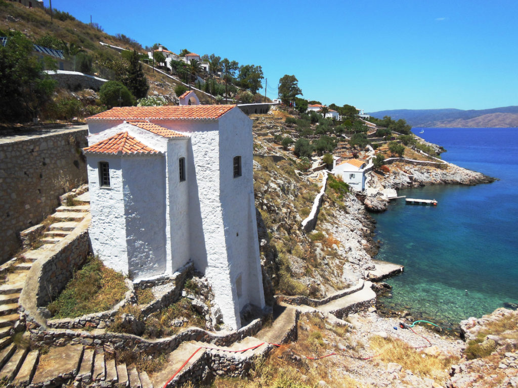 Ancient stone church by Hydra