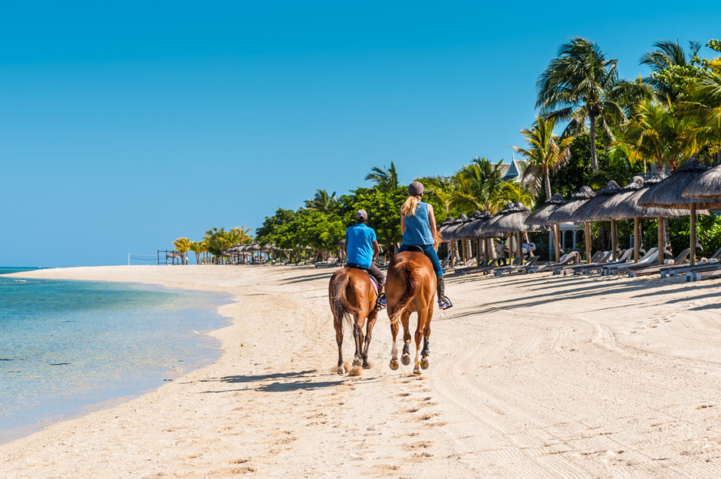 Horse riding on a beach in Mauritius