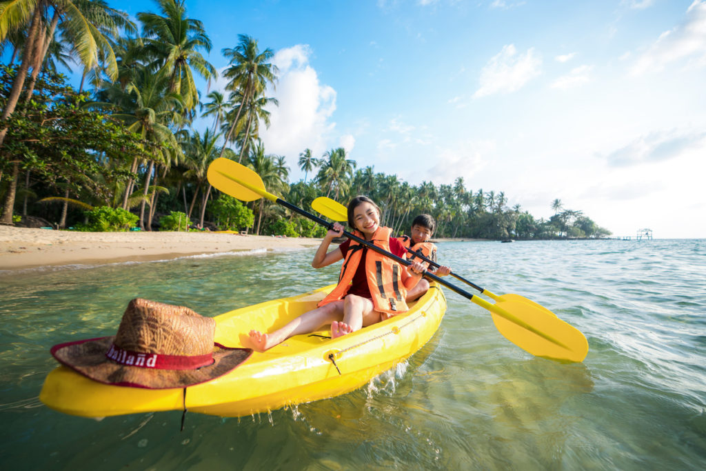 Kids out on a Kayak around Thailand