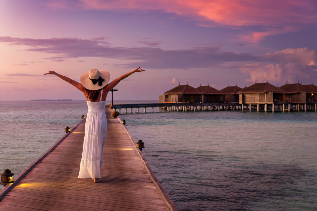 The Maldives at sunset