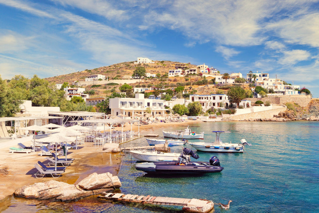 The sandy beach of Achladi in Syros