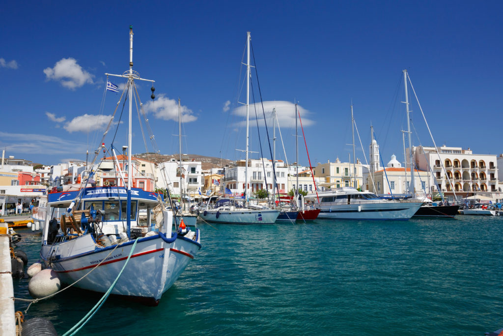 View of Tinos Island from the port