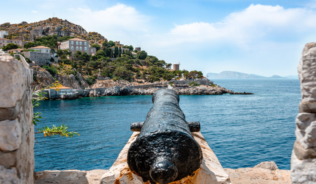 View of the entrance to the port of Hydra Island