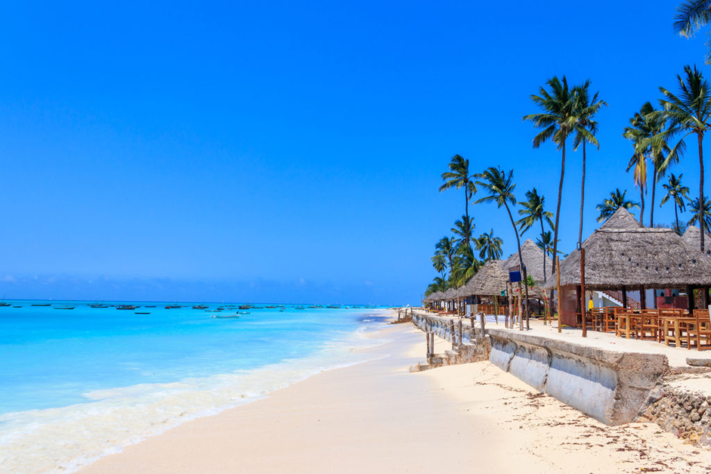 View of tropical sandy Nungwi beach, Zanzibar