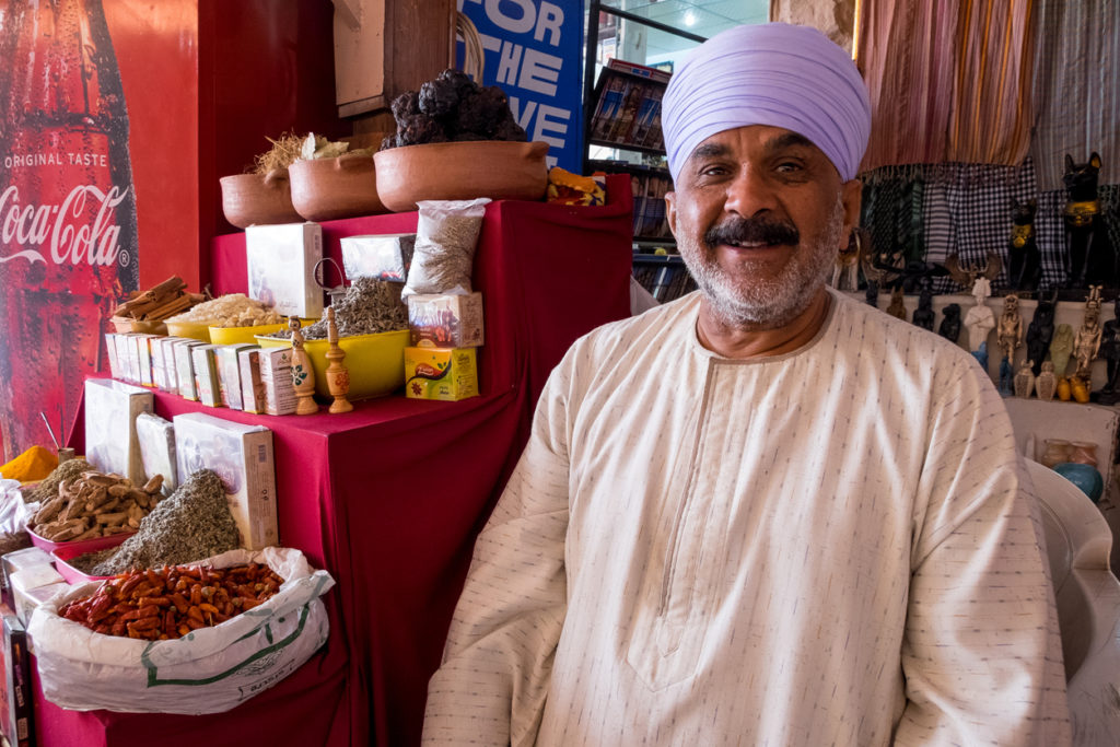 A spice seller at Luxor