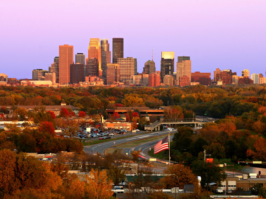 A view of Minneapolis skyline in Fall
