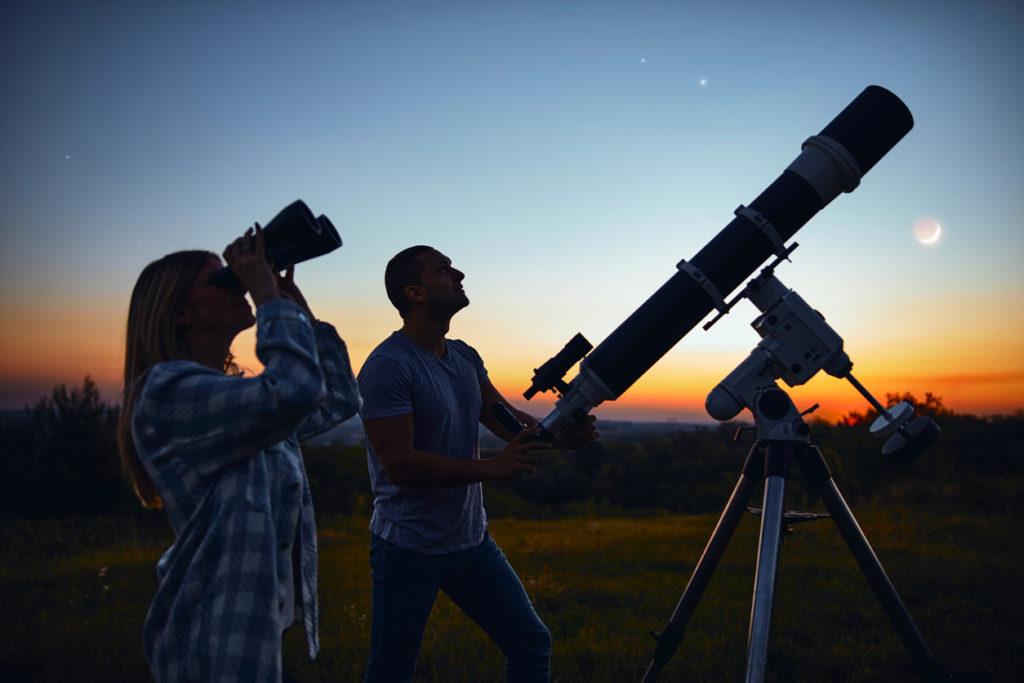 Couple stargazing