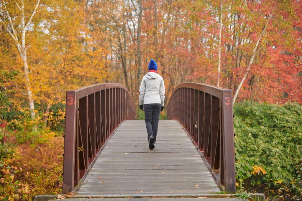 Hiking at Stowe Recreation Path in Fall