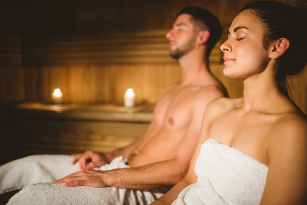 Relaxing in a sauna