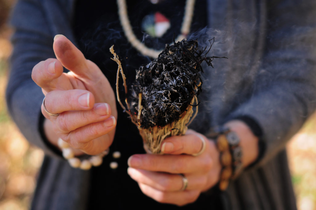 Smudging with sage