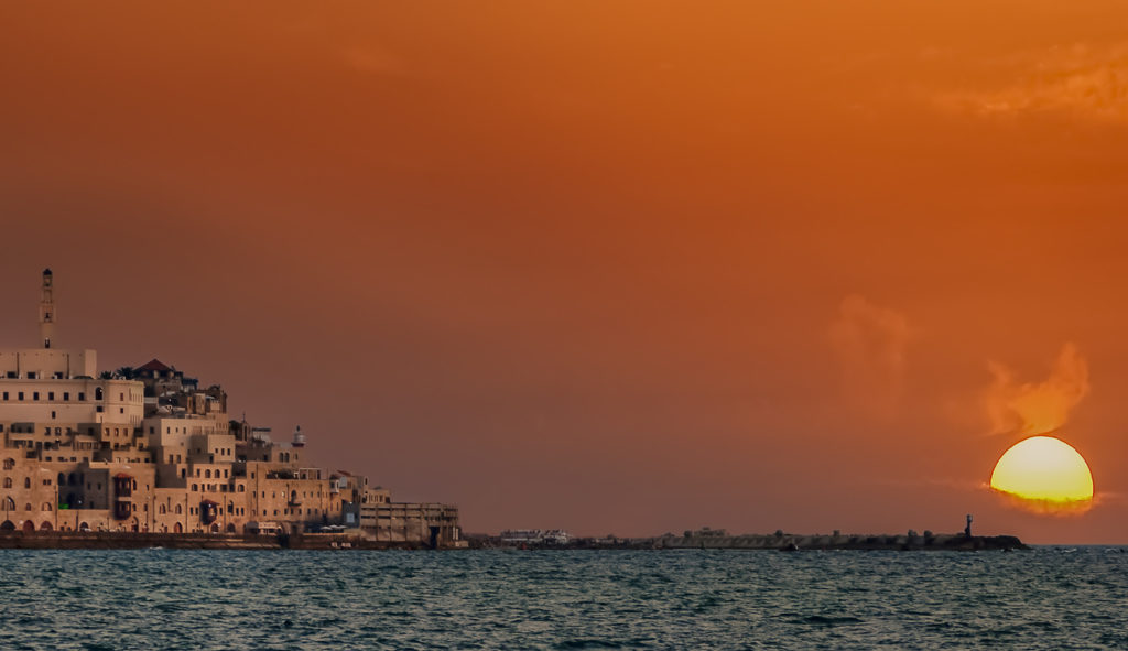 Sunset over the historical city of Jaffa