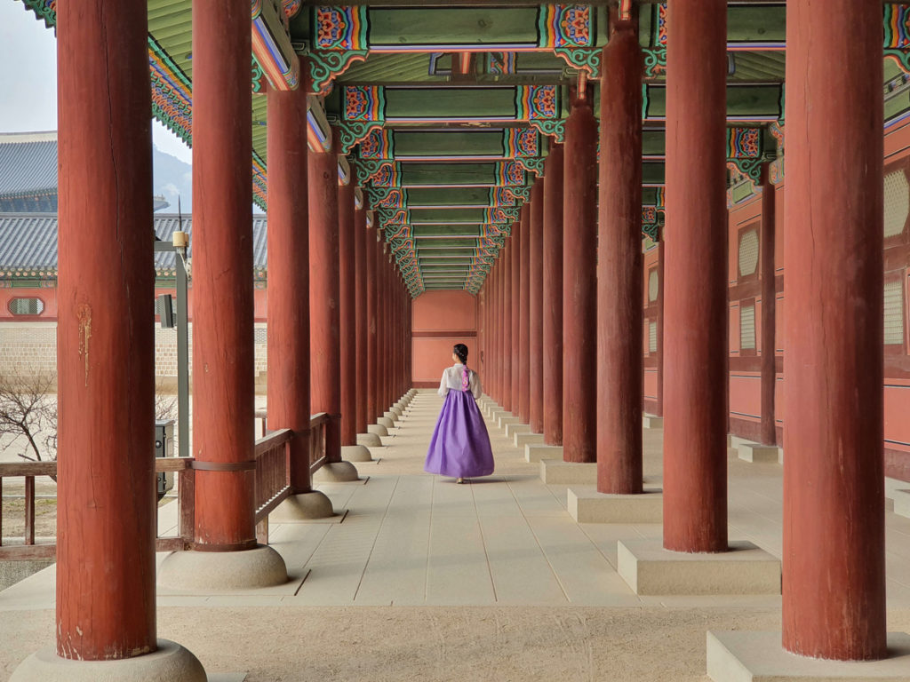 Wooden Columns of Gyeongbokgung Palace in Seoul