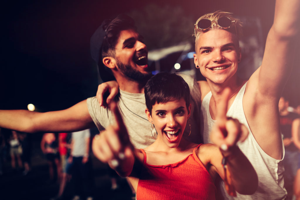 Happy friends at a festival