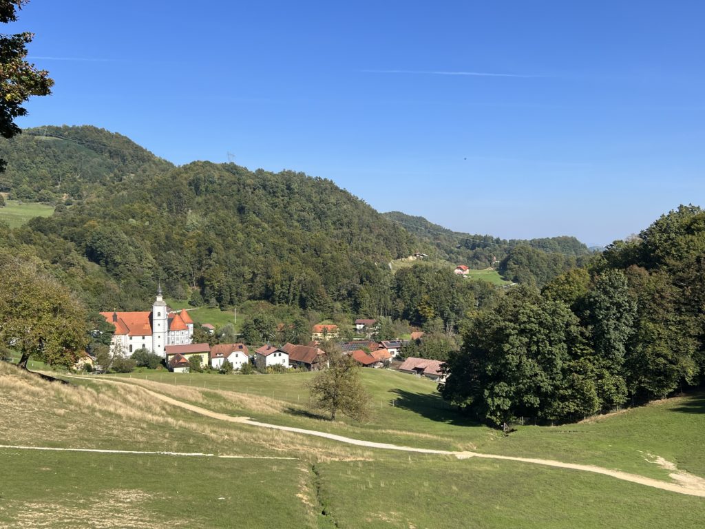 View of the village and Olimeje monastery from Deer Ridge