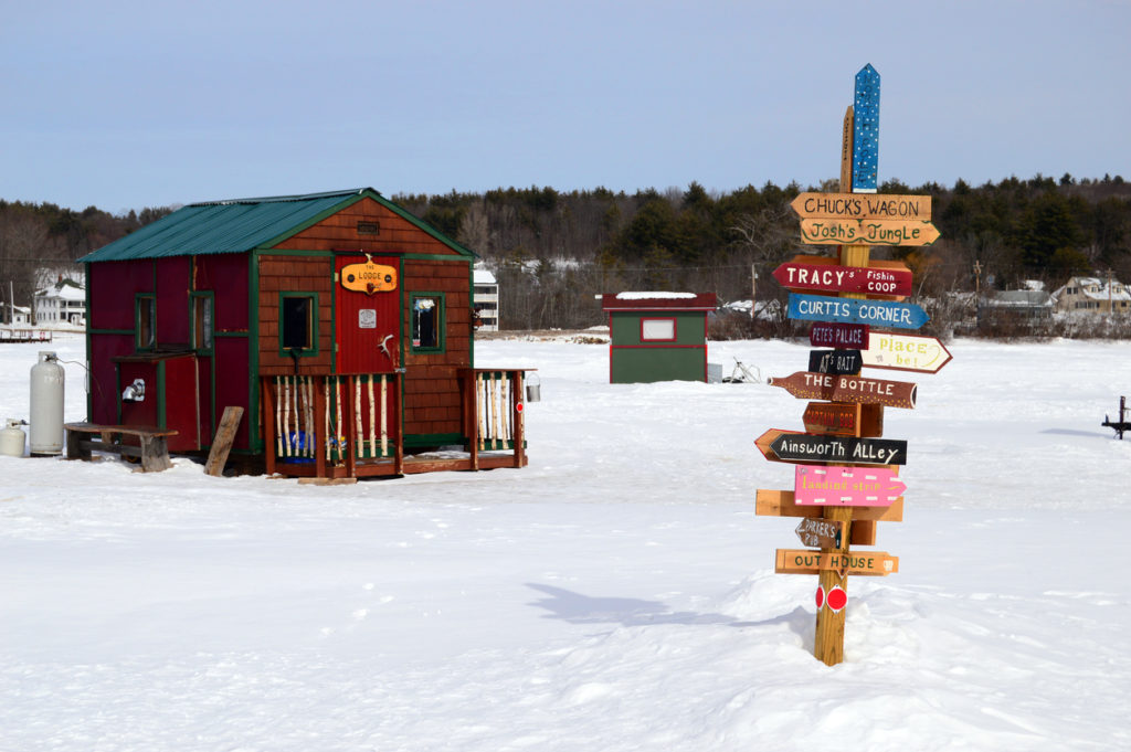 Ice fishing on Lake Winnipesaukee