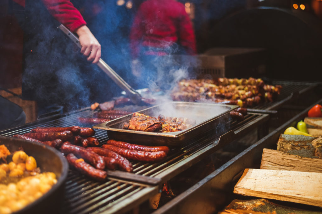 Outdoor cooking at a street food festival