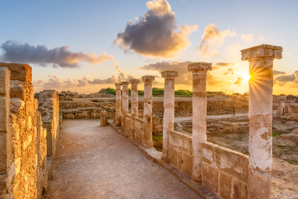 Roman columns in Kato Pafos Archaeological Park