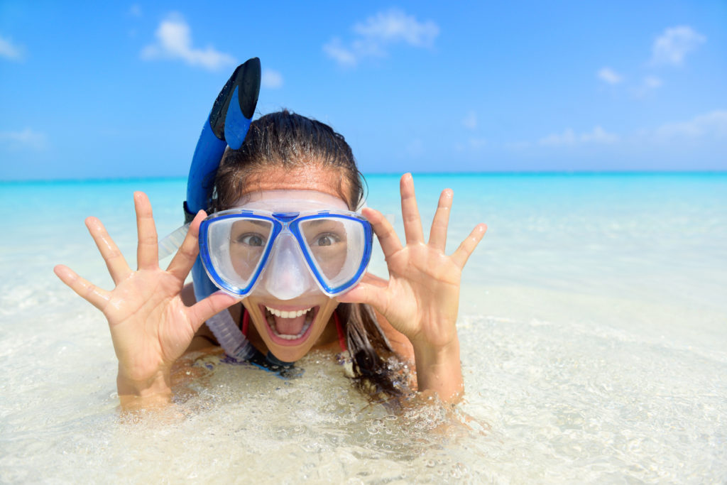 Snorkeling in clear seas